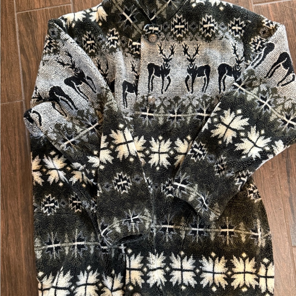 Men's Black and White Reindeer Cardigan